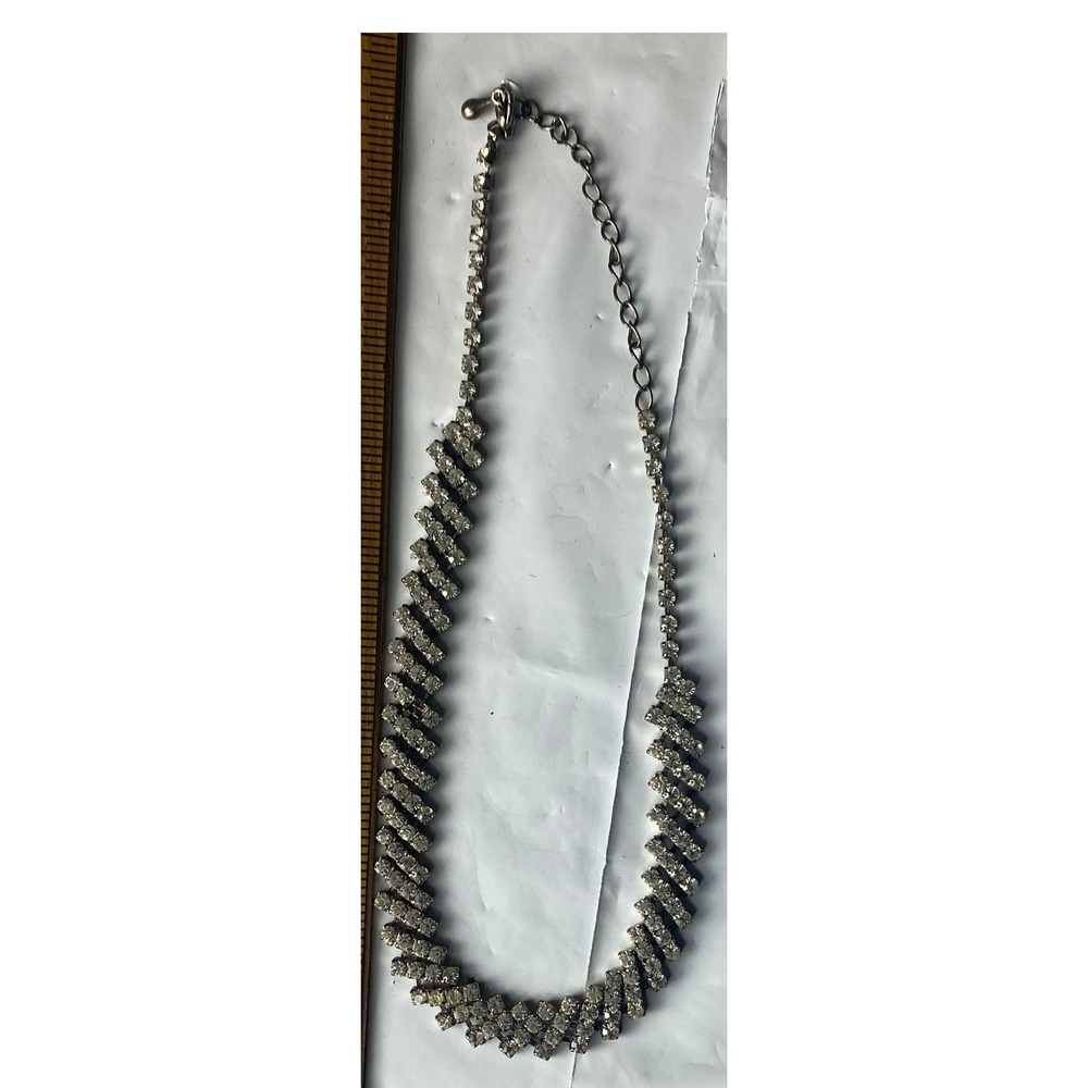 Womens Rhinestone Tennis Bracelet Silver Tone Sparkly Chokerโ Necklace